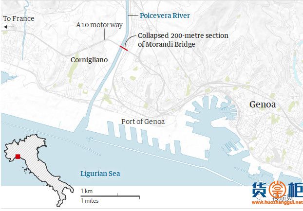 莫兰迪大桥发生倒塌,到意大利热那亚(Genoa)港的货物可能延误-货掌柜www.huozhanggui.net